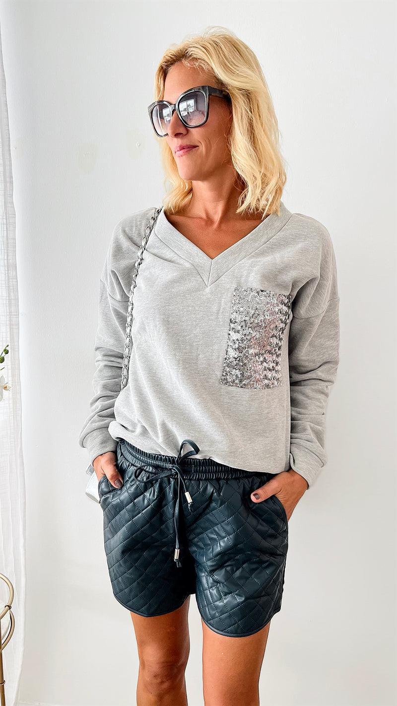 Faux Leather Quilted Shorts - Peacock-170 Bottoms-GIGIO-Coastal Bloom Boutique, find the trendiest versions of the popular styles and looks Located in Indialantic, FL