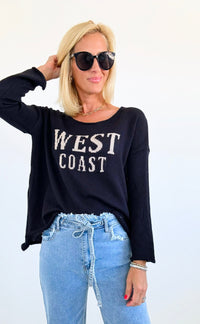 West Coast Lightweight Sweater - Black/Beige-140 Sweaters-MIRACLE-Coastal Bloom Boutique, find the trendiest versions of the popular styles and looks Located in Indialantic, FL