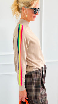 Rainbow Runway Sweater- Beige-140 Sweaters-V SKY-Coastal Bloom Boutique, find the trendiest versions of the popular styles and looks Located in Indialantic, FL
