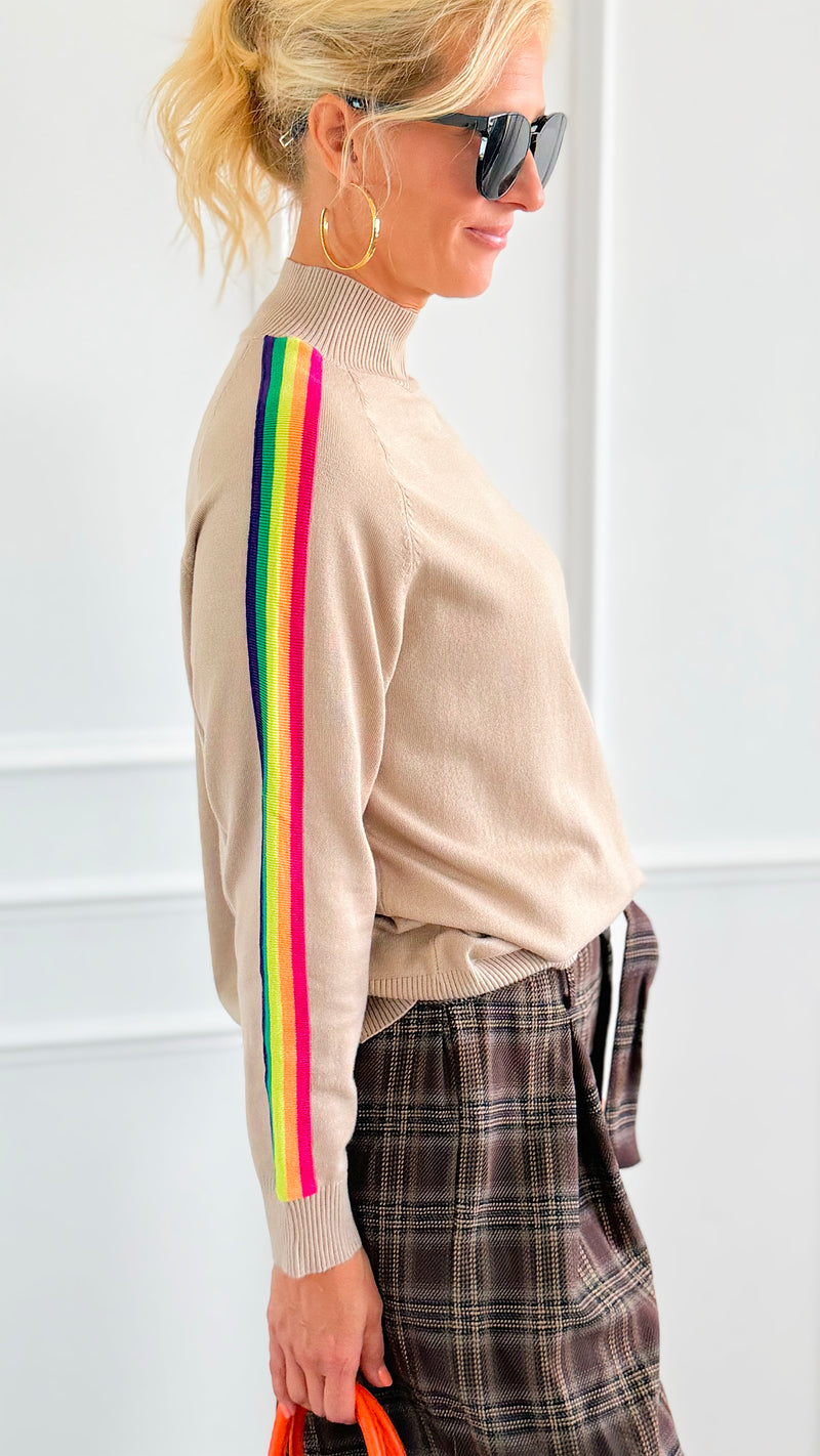 Rainbow Runway Sweater- Beige-140 Sweaters-V SKY-Coastal Bloom Boutique, find the trendiest versions of the popular styles and looks Located in Indialantic, FL