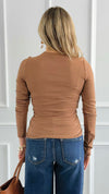 Modern Muse Top - Mocha-130 Long Sleeve Tops-Rosio-Coastal Bloom Boutique, find the trendiest versions of the popular styles and looks Located in Indialantic, FL