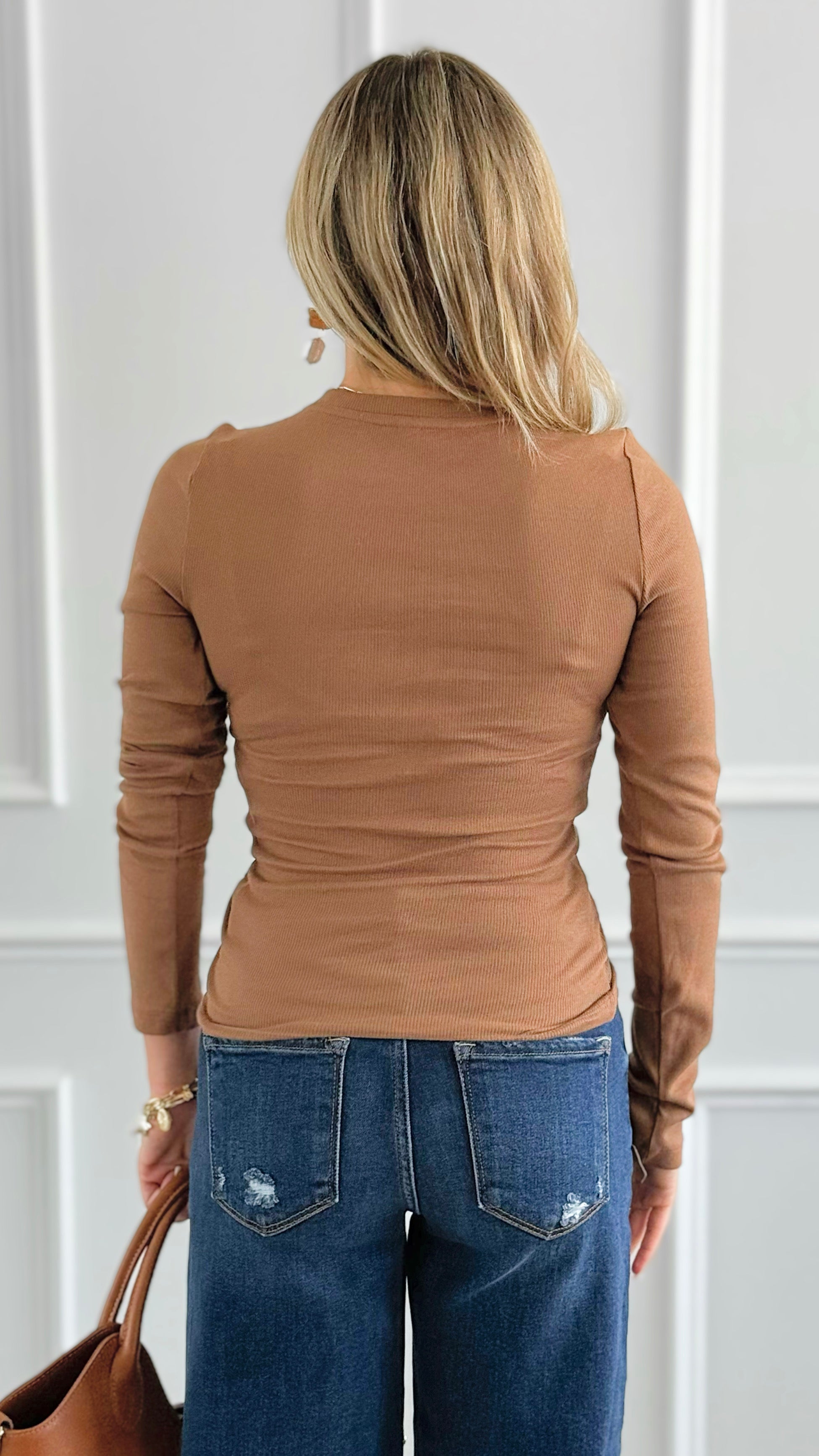 Modern Muse Top - Mocha-130 Long Sleeve Tops-Rosio-Coastal Bloom Boutique, find the trendiest versions of the popular styles and looks Located in Indialantic, FL