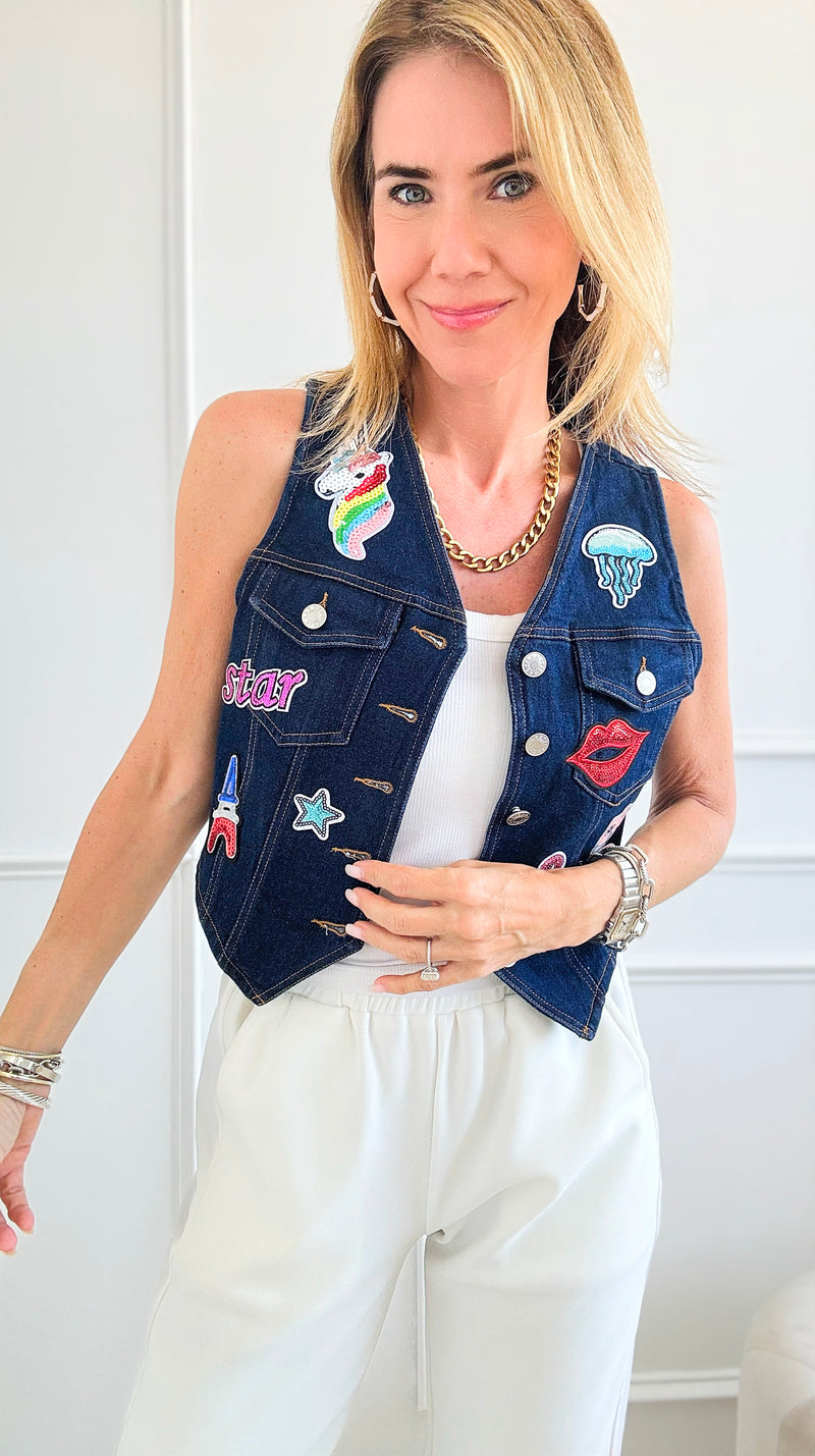 Custom CB Coney Island Denim Vest-100 Sleeveless Tops-Holly / Edit By Nine-Coastal Bloom Boutique, find the trendiest versions of the popular styles and looks Located in Indialantic, FL