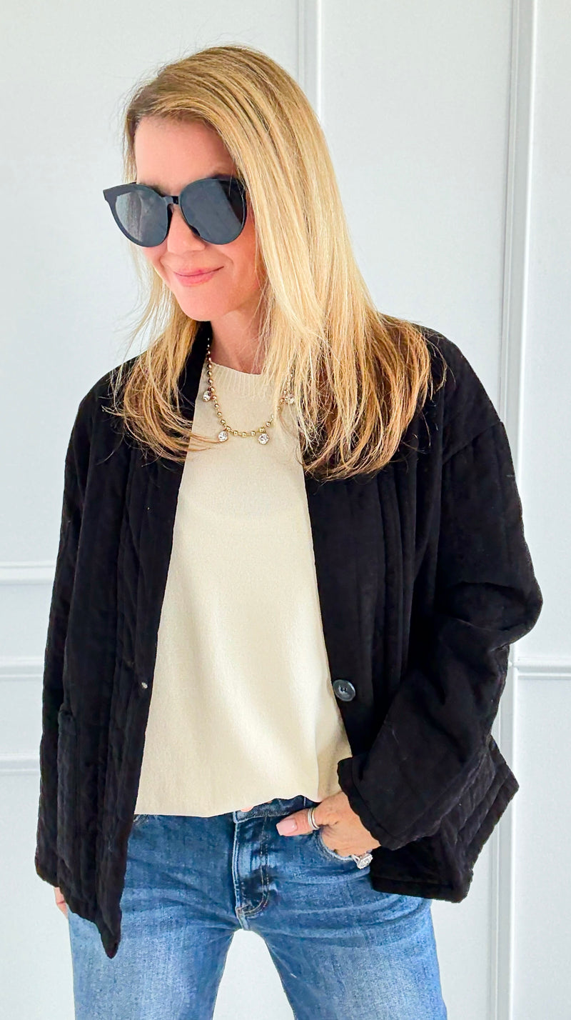 Quilted Ease Button Jacket-160 Jackets-Tempo-Coastal Bloom Boutique, find the trendiest versions of the popular styles and looks Located in Indialantic, FL