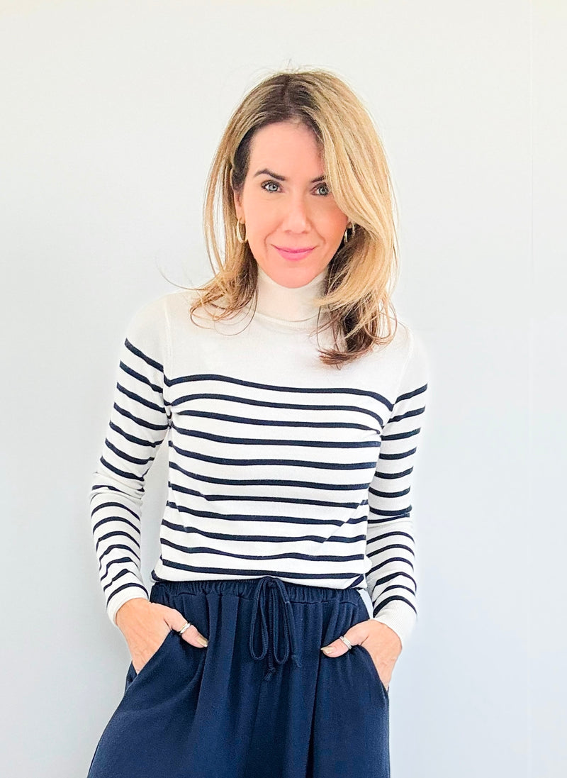 Marina Striped Knit Sweater-130 Long sleeve top-Active Basic-Coastal Bloom Boutique, find the trendiest versions of the popular styles and looks Located in Indialantic, FL