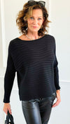 Wavy Lines Italian Pullover- Black-140 Sweaters-Aute-Coastal Bloom Boutique, find the trendiest versions of the popular styles and looks Located in Indialantic, FL