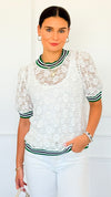 Sporty Muse Floral Lace Top-110 Short Sleeve Tops-oddi-Coastal Bloom Boutique, find the trendiest versions of the popular styles and looks Located in Indialantic, FL