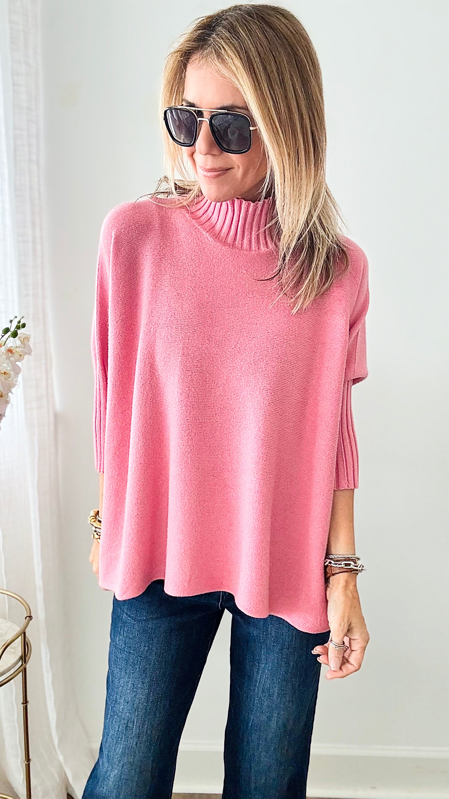 Break Free Relaxed Italian Sweater - Rose Pink-140 Sweaters-Germany-Coastal Bloom Boutique, find the trendiest versions of the popular styles and looks Located in Indialantic, FL