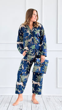 Rainforest Dreams Cotton Pajama Set - Navy-220 Intimates-bhavnas boutique-Coastal Bloom Boutique, find the trendiest versions of the popular styles and looks Located in Indialantic, FL