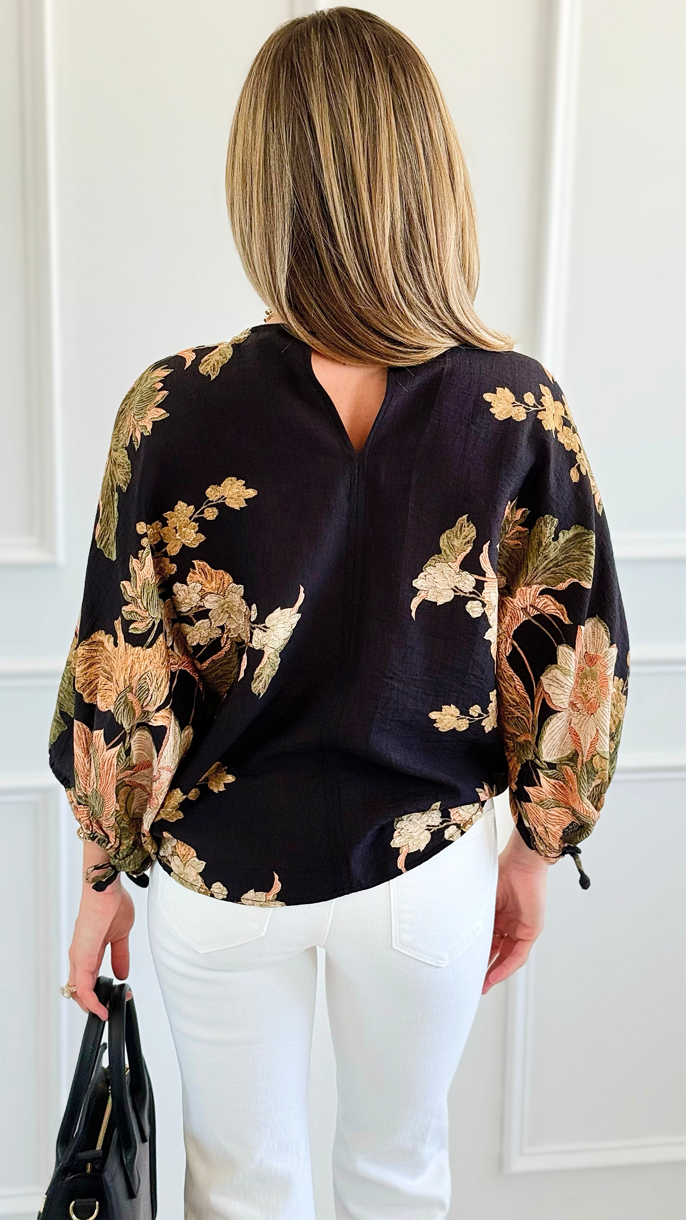 Golden Bloom Puff Sleeve Top-110 short Sleeve Top-ENTRO-Coastal Bloom Boutique, find the trendiest versions of the popular styles and looks Located in Indialantic, FL