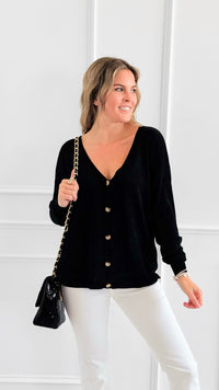 Lurex Aura Italian Cardigan-Black-150 Cardigans/Layers-LY PARIS-Coastal Bloom Boutique, find the trendiest versions of the popular styles and looks Located in Indialantic, FL