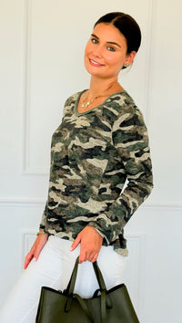 Camo Italian Tee-110 short Sleeve Top-LY PARIS-Coastal Bloom Boutique, find the trendiest versions of the popular styles and looks Located in Indialantic, FL