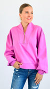 Zip-Up Scuba Long Sleeve Sweatshirt - Magenta-110 Short Sleeve Tops-BucketList-Coastal Bloom Boutique, find the trendiest versions of the popular styles and looks Located in Indialantic, FL