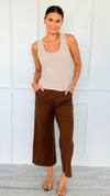 Weekend Flow Pull-On Pants - Coffee-170 Bottoms/Shorts-YELETE-Coastal Bloom Boutique, find the trendiest versions of the popular styles and looks Located in Indialantic, FL