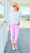 Love Endures Italian Jogger - Pink-180 Joggers-Italianissimo/ SUNNY HOLIDAYS-Coastal Bloom Boutique, find the trendiest versions of the popular styles and looks Located in Indialantic, FL