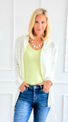 Casual Comfort Open Italian Hoodie- Off White-170 Bottoms-SARL LACOMY-Coastal Bloom Boutique, find the trendiest versions of the popular styles and looks Located in Indialantic, FL