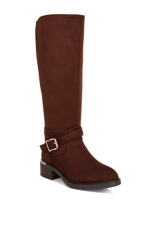 Buckle Riding Boots - Brown