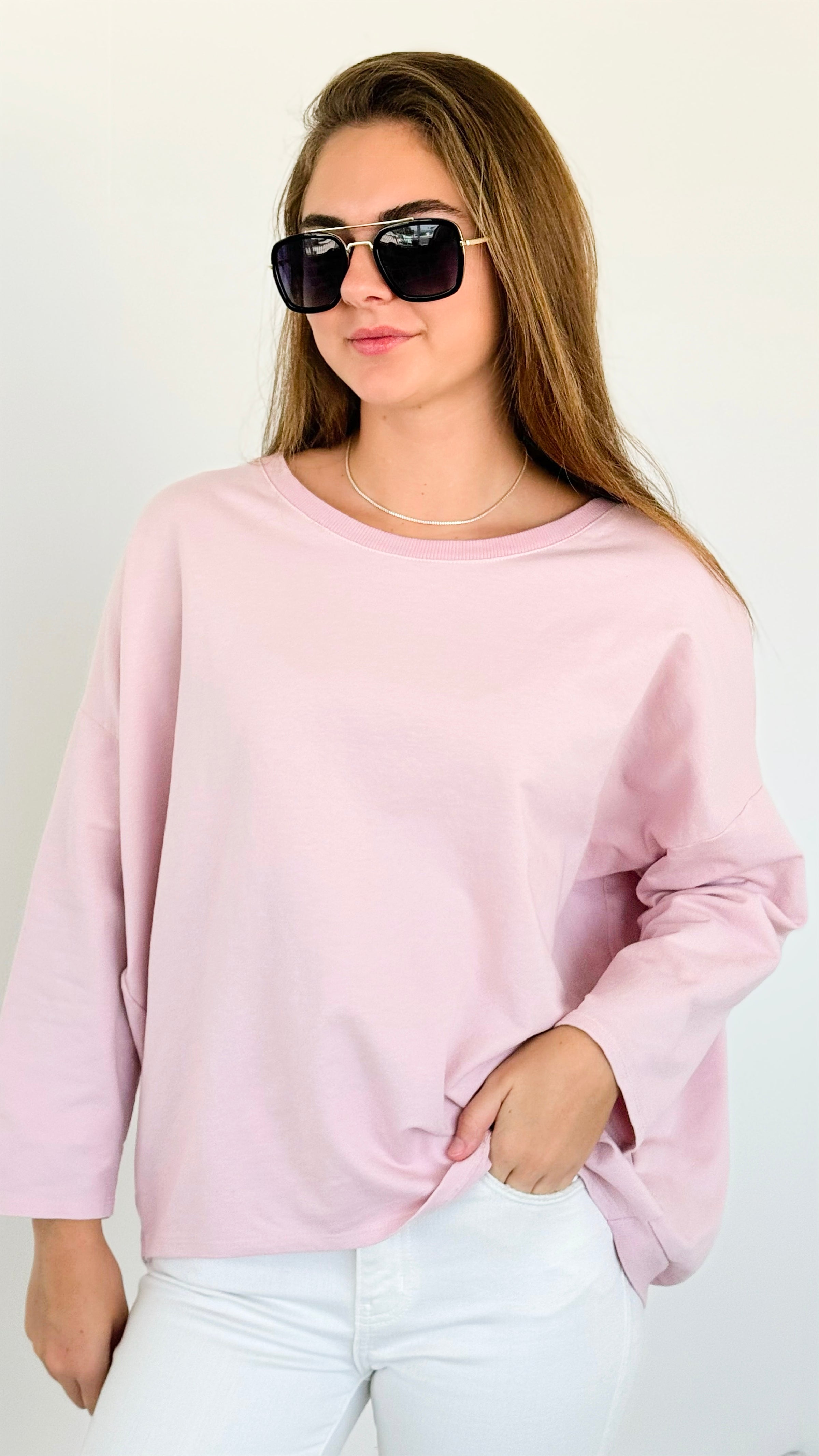 Upscale Comfort Italian Pullover- Blush-140 Sweaters-Italianissimo-Coastal Bloom Boutique, find the trendiest versions of the popular styles and looks Located in Indialantic, FL