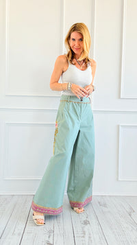 Botanical Charm Wide-Leg Pants-170 Bottoms-Aratta-Coastal Bloom Boutique, find the trendiest versions of the popular styles and looks Located in Indialantic, FL
