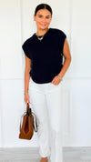 Signature Side Button Knit Vest - Midnight Navy-150 Cardigans/Layers-idem ditto-Coastal Bloom Boutique, find the trendiest versions of the popular styles and looks Located in Indialantic, FL