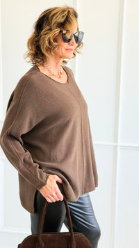 Serenity Line Italian Pullover- Brown-140 Sweaters-Aute-Coastal Bloom Boutique, find the trendiest versions of the popular styles and looks Located in Indialantic, FL