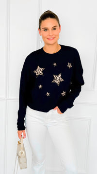 Star Wild Long Sleeve Top- Navy-110 Long Sleeve Tops-V SKY-Coastal Bloom Boutique, find the trendiest versions of the popular styles and looks Located in Indialantic, FL