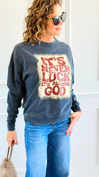 Blessed Beyond Luck Italian Sweatshirt-110 Long Sleeve Tops-FIRSTAGE-Coastal Bloom Boutique, find the trendiest versions of the popular styles and looks Located in Indialantic, FL