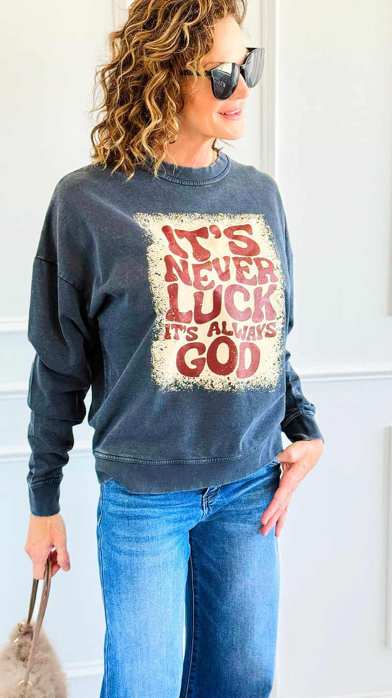 Blessed Beyond Luck Italian Sweatshirt-110 Long Sleeve Tops-FIRSTAGE-Coastal Bloom Boutique, find the trendiest versions of the popular styles and looks Located in Indialantic, FL
