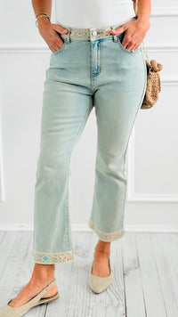 Bohemian Detail Edge Denim Pant-100 Pants-MELLY&CO-Coastal Bloom Boutique, find the trendiest versions of the popular styles and looks Located in Indialantic, FL