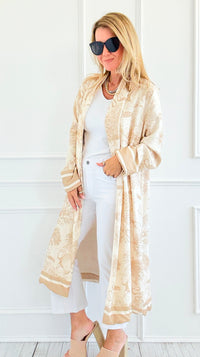 Adorable Italian Long Jacket- Beige-160 Jackets-K2-Coastal Bloom Boutique, find the trendiest versions of the popular styles and looks Located in Indialantic, FL