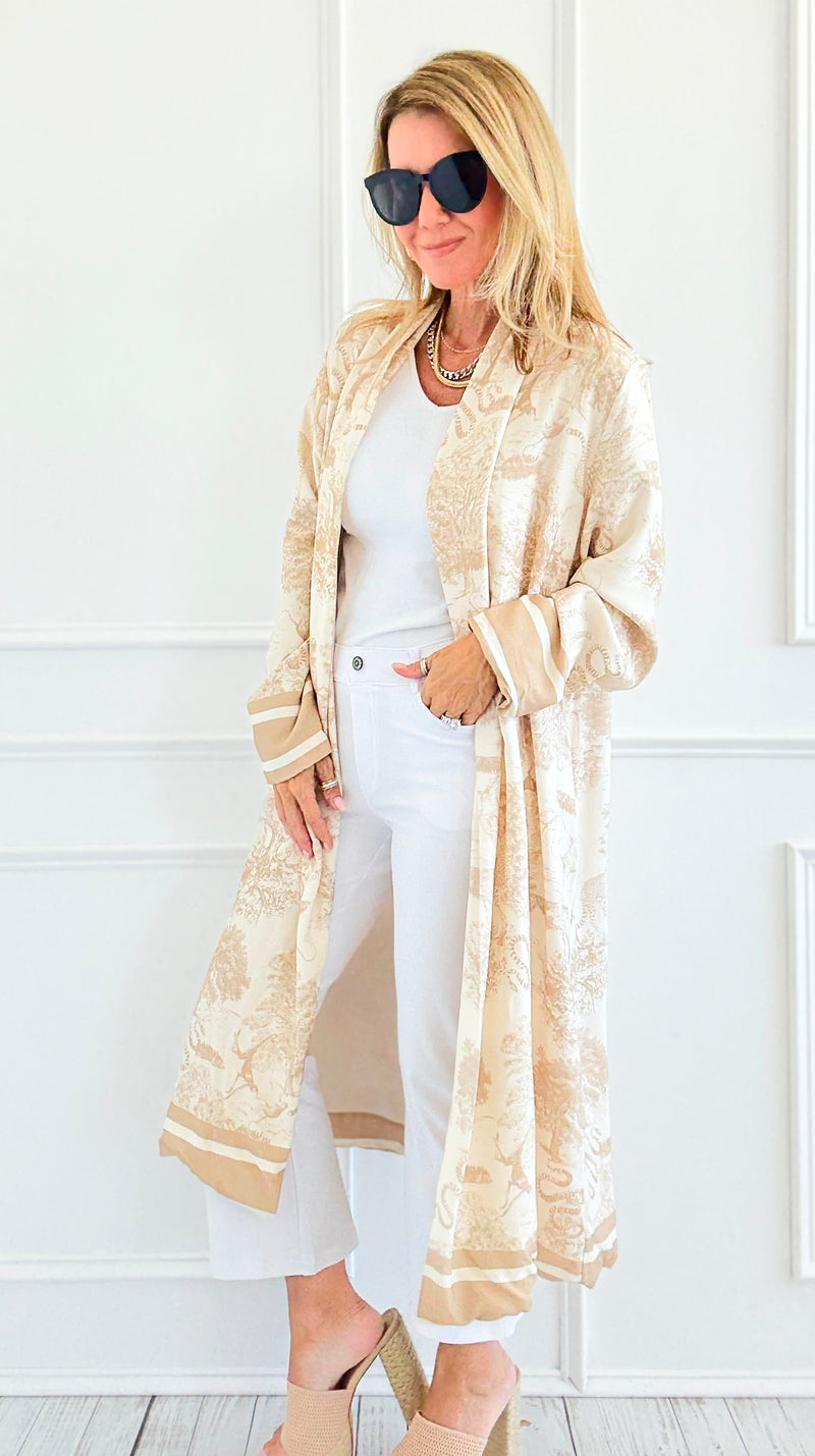 Adorable Italian Long Jacket- Beige-160 Jackets-K2-Coastal Bloom Boutique, find the trendiest versions of the popular styles and looks Located in Indialantic, FL
