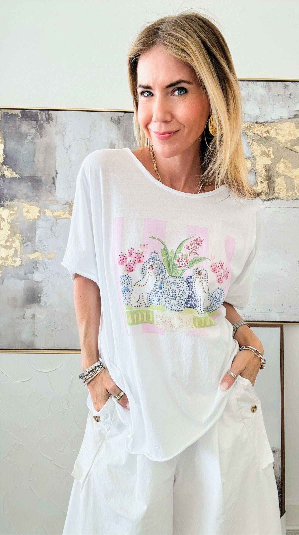 Preppy Pups Italian CB Tee-110 Short Sleeve Tops-Italianissimo-Coastal Bloom Boutique, find the trendiest versions of the popular styles and looks Located in Indialantic, FL