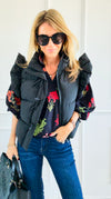 Ruffle & Ready Bow Puffer Vest - Black-vest-Jodifl-Coastal Bloom Boutique, find the trendiest versions of the popular styles and looks Located in Indialantic, FL