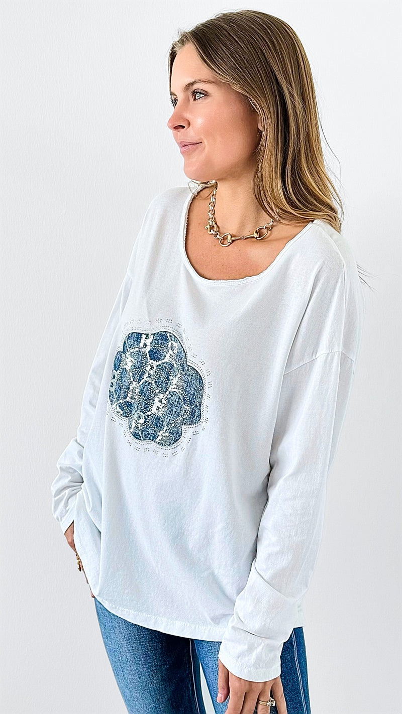 Sparkling Bloom Italian Tee-110 Short Sleeve Tops-Italianissimo-Coastal Bloom Boutique, find the trendiest versions of the popular styles and looks Located in Indialantic, FL
