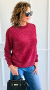 Cuddle Cloud Chenille Sweater-Cabernet-140 Sweaters-Zenana-Coastal Bloom Boutique, find the trendiest versions of the popular styles and looks Located in Indialantic, FL