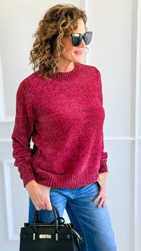 Cuddle Cloud Chenille Sweater-Cabernet-140 Sweaters-Zenana-Coastal Bloom Boutique, find the trendiest versions of the popular styles and looks Located in Indialantic, FL