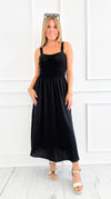 Sweet Riviera Midi Dress - Black-200 Dresses/Jumpsuits/Rompers-Blu Pepper-Coastal Bloom Boutique, find the trendiest versions of the popular styles and looks Located in Indialantic, FL
