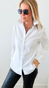 All White Classic Long Sleeve Shirt-130 Long Sleeve Tops-Grenouille-Coastal Bloom Boutique, find the trendiest versions of the popular styles and looks Located in Indialantic, FL