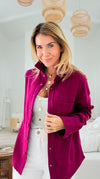 Pre Auth - Eileen Fall Shacket - Magenta-160 Jackets-Rosio-Coastal Bloom Boutique, find the trendiest versions of the popular styles and looks Located in Indialantic, FL