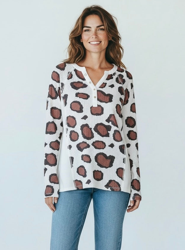 Wild Whisper Waffle Knit Top-110 Long Sleeve Tops-Umgee-Coastal Bloom Boutique, find the trendiest versions of the popular styles and looks Located in Indialantic, FL