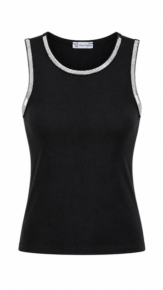 Silver Edge Italian Tank Top- Black