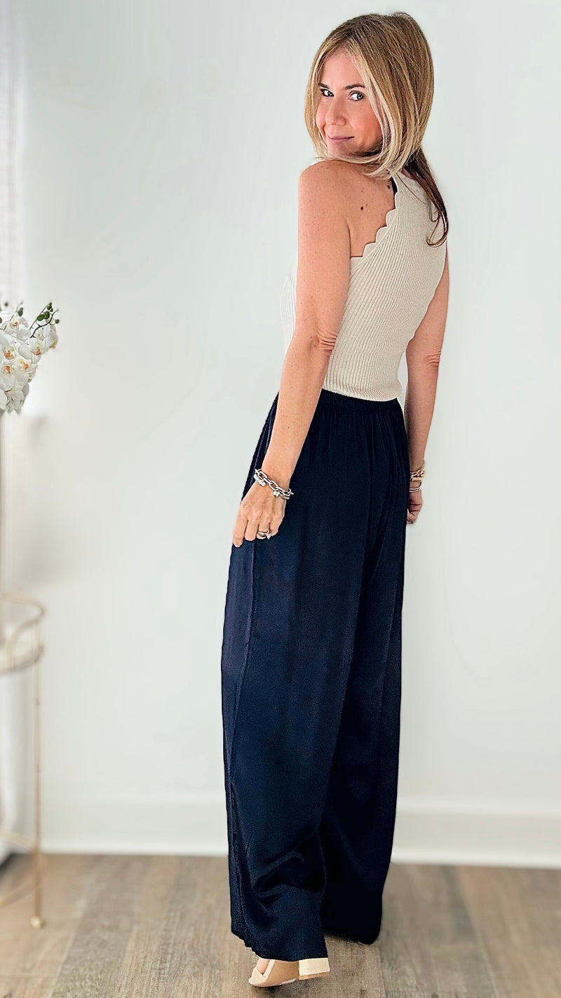 An Evening to Remember Palazzo Pants - Navy-170 Bottoms-Tempo-Coastal Bloom Boutique, find the trendiest versions of the popular styles and looks Located in Indialantic, FL