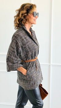 Luxe Belted Italian Jacket-160 Jackets-AZUL MONACO-Coastal Bloom Boutique, find the trendiest versions of the popular styles and looks Located in Indialantic, FL