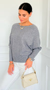 Ribbed Italian Pullover- Grey Heather-140 Sweaters-Italianissimo-Coastal Bloom Boutique, find the trendiest versions of the popular styles and looks Located in Indialantic, FL