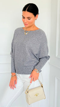 Ribbed Italian Pullover- Grey Heather-140 Sweaters-Italianissimo-Coastal Bloom Boutique, find the trendiest versions of the popular styles and looks Located in Indialantic, FL