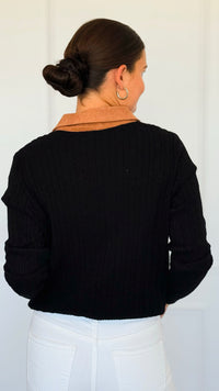 Cable Stitch Italian Button Cardigan- Black-170 Bottoms-Italianissimo-Coastal Bloom Boutique, find the trendiest versions of the popular styles and looks Located in Indialantic, FL