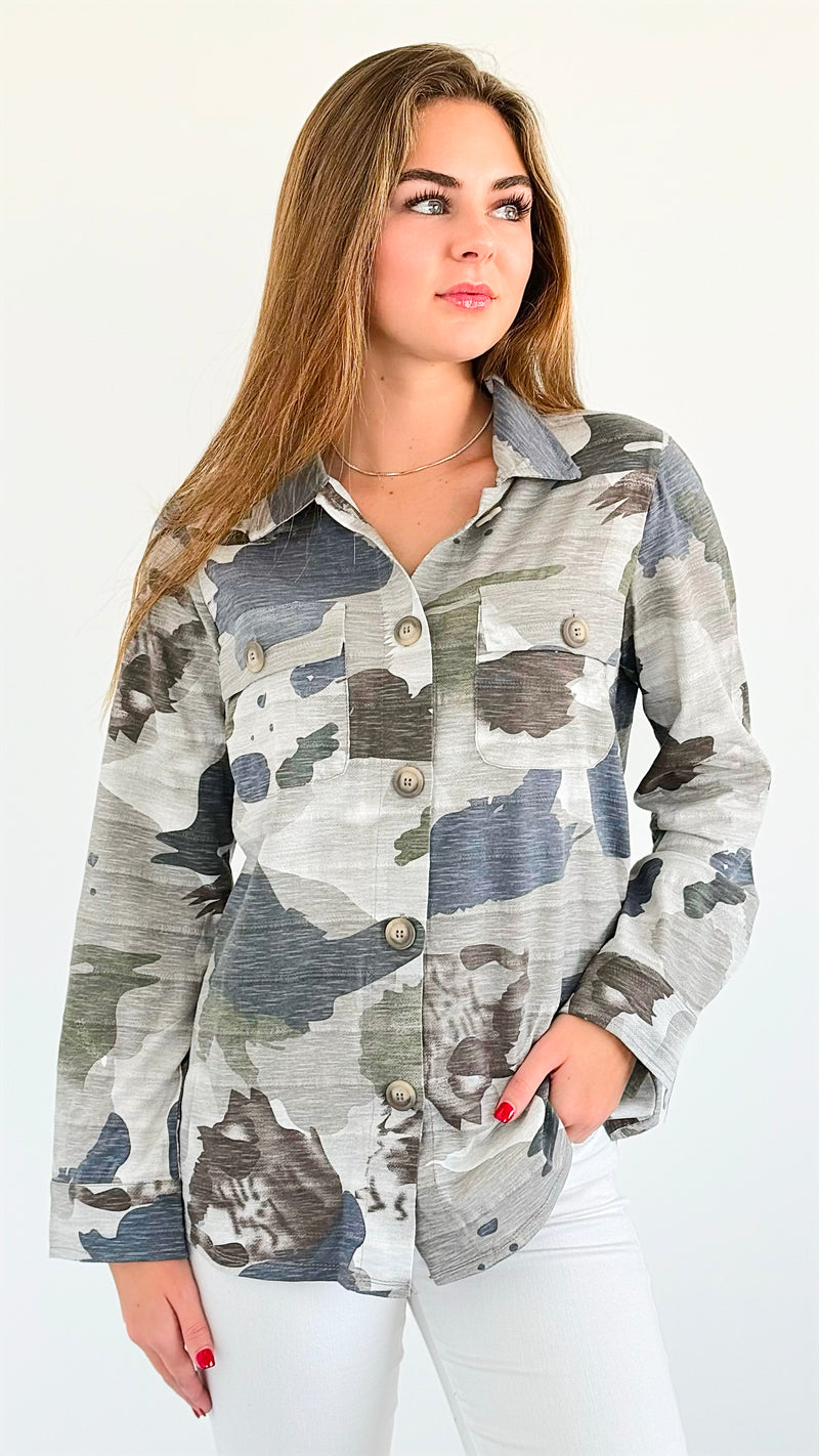 Hidden Oasis Button-Up Top-130 Long Sleeve Tops-mystree-Coastal Bloom Boutique, find the trendiest versions of the popular styles and looks Located in Indialantic, FL