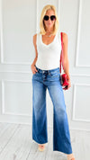 Retro Flow Fit Denim Pants-190 Denim-RISEN JEANS-Coastal Bloom Boutique, find the trendiest versions of the popular styles and looks Located in Indialantic, FL