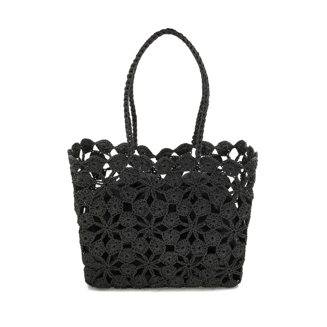 Bohemian Floral Crochet Bag - Black-240 Bags-BC Handbags-Coastal Bloom Boutique, find the trendiest versions of the popular styles and looks Located in Indialantic, FL