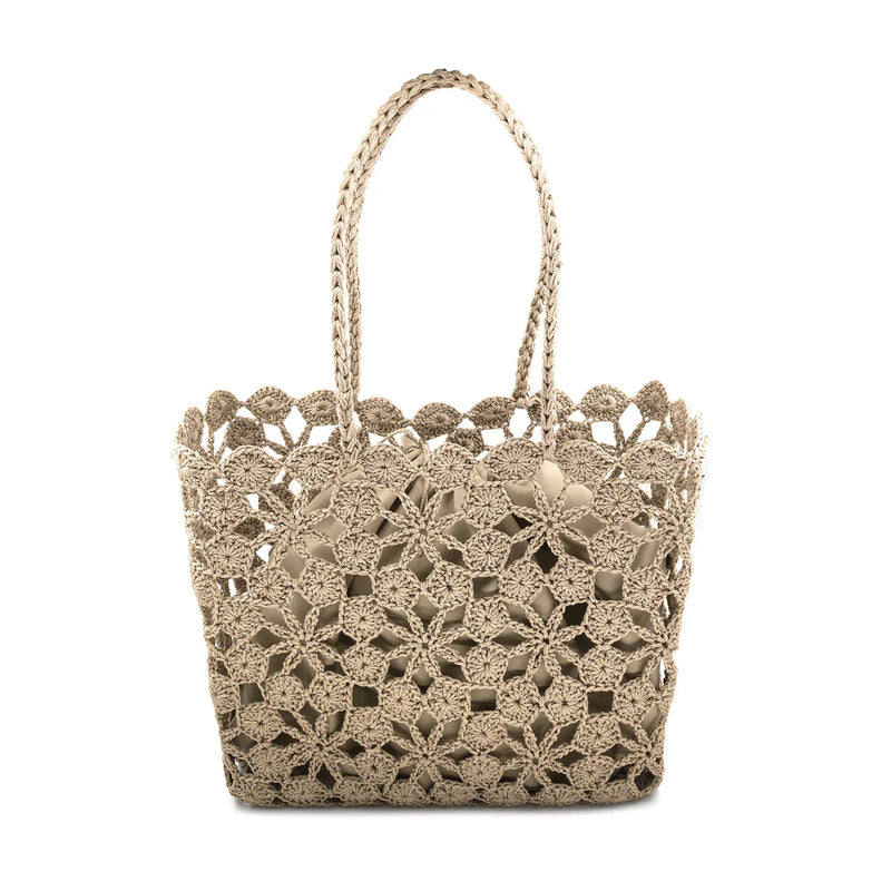 Bohemian Floral Crochet Bag - Khaki-240 Bags-BC Handbags-Coastal Bloom Boutique, find the trendiest versions of the popular styles and looks Located in Indialantic, FL